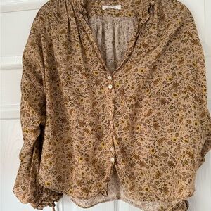 Doen Floral Blouse - Brown and Yellow XS